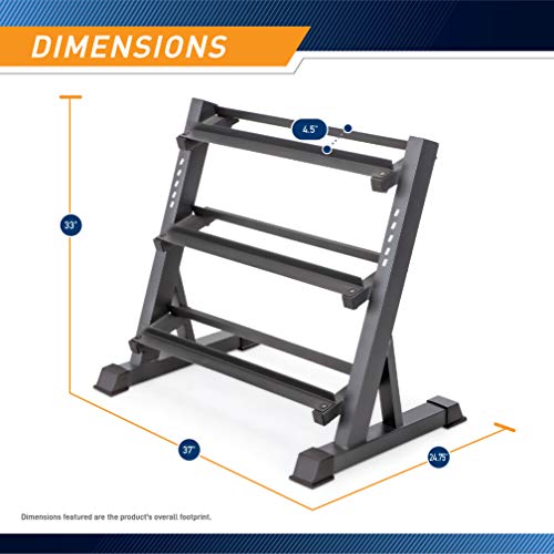 Marcy Weight Storage Organizer Racks for Dumbbells, Kettlebells, Weight Plates - color: Dark Grey 3-Tier DB Rack
