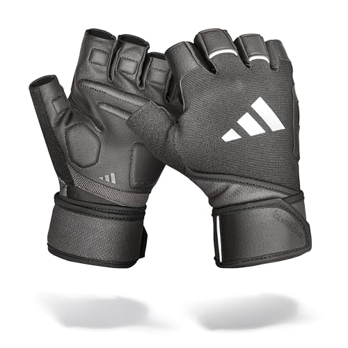 adidas Wrist Wrap Training & Weightlifting Gloves, Fingerless Workout Gloves - size: Medium