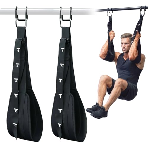 Ab Straps for Pull Up Bar with Rubber Coated Quick Hooks, Numbered Scales Adjustable Hanging Ab Slings for Leg Raises Core Workout, 300lbs Heavy Duty