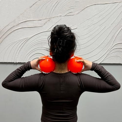 Massage Ball Smooth Ball Set (Pair) – Adjustable Firmness Massage Roller Ball for Back and Neck Massage -to Sensitive Soft Tissue Deep Muscle Gentle Relief (Orange) - color: Orange