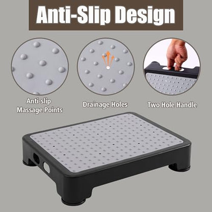 CHIKILLA Adjustable Step Stool for High Beds Cars, 650lb Heavy Duty Bed Step for Elderly, Non-Slip Mobility Platform for Bathtub, Kitchen, SUV, 4 Height Levels 3.4-5.4" Portable Stair Assist, Black