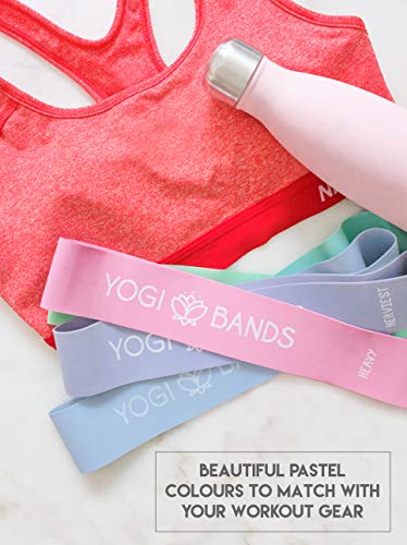 XNM Creations Yogi Bands - Loop Resistance Bands for Working Out, Fitness and Yoga Exercise – Set of 5 Pastel Exercise Bands