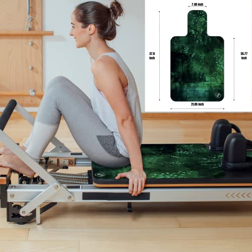 Pilates Reformer Mat and Towel - Exercise Fitness Gym Mat - Mini Travel Yoga Mat With Black Rubber Backing - Lightweight Non-Slip Portable Mat With Carry Bag - Pilates Socks Optional - color: Patronus Forest