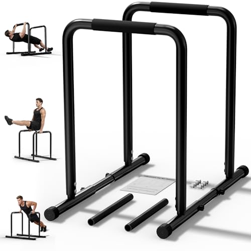 ZCMHAXJ Pull Up Bar Free Standing, 450LBS Triangular Gusset Reinforced Pull Up Dip Station, 6-Level Adjustable Height Power Tower, Multi-Grip Home Gym Strength Training Equipment with Backrest