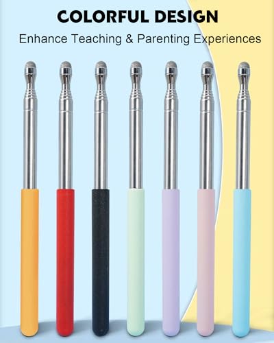 Telescoping Poiner Stick for Classroom Teacher Kids Reading, Dumero Retractable Stylus Pointer for Touchscreens, Extendable Presentation Pointers, Classroom Must Have Supplies Essentials, Red
