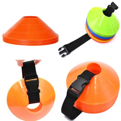 20Pcs Orange Plastic Disc Cones with Carry Strap Soccer Cones Training Cone Sports Markers for Basketball Drills Practice Outdoor Activities