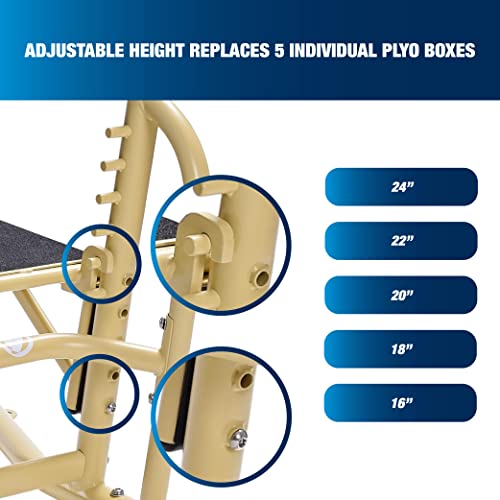 Stamina Outdoor Plyo Box - Adjustable Height 16-24 in. w/Non Slip Surface - Smart Workout App Included- Plyometric Jump Box Step Up Box for Box Jump, Crossfit, Split Squats & More | Smart Workout App Included- Plyometric Jump Box Step Up Box for Box Jump;