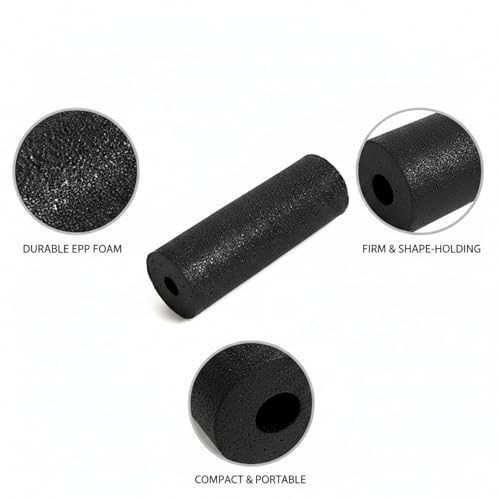 Mini Foam Roller for Travel & Gym - Compact EPP Roller for Yoga, Calves & Feet - Lightweight Hollow Design, 5.9 x 2.1 Inches, Black