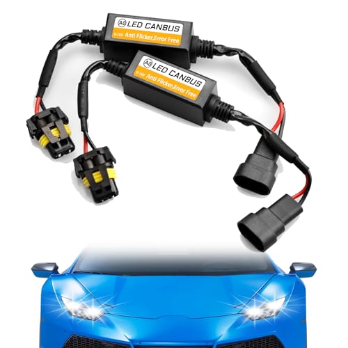 2PCS Car LED Headlight Decoder, 9006/9005 Blinker Resistor Hid LED Conversion Kit Warning Error Decoder Universal Anti Flicker Relay Canceller Capacitor Resistor Harness Adapter（9006/9005）