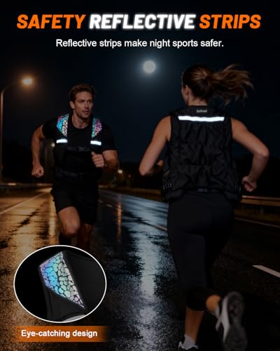 Weighted Vest for Woman Men, 0-10lbs Adjustable Running Vest with 10 Removable Weights, Weight Training Vest for Weight Loss, Colorful Reflective Straps & Phone Pockets, Machine Washable