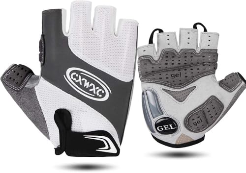 CXWXC Cycling Gloves for Men Women - Breathable Gel Road Mountain Bike Riding Gloves - Anti-Slip Bike Glove for Fitness Cycling Training Outdoor Sports - color: A: Gray, size: Large
