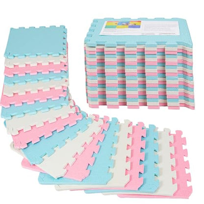 Interlocking Foam Floor Tiles 18-Pack Set, Thick EVA Exercise Foam Mats 12"x12", Non-Slip Gym Yoga Mat Waterproof Puzzle Tiles, Non-Toxic Floor Padding for Home Playroom Kids Room, Noise Absorbing Floor Protection