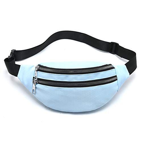 MOCE Waist Bag Fanny Pack for Men & Women Fashion Water Resistant Hip Bum Bag with Adjustable Belt for Travel Hiking Running Outdoor Sports.(Light Blue01) - color: Light blue
