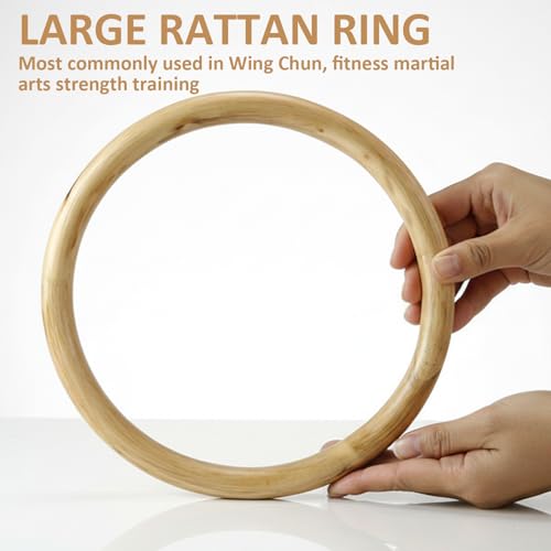 Wing Chun Ring, 8.7 Inch Rattan Ring for Hand Coordination Training - Smooth Wooden Kung Fu Training Tool for Strength