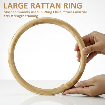 Wing Chun Ring, 8.7 Inch Rattan Ring for Hand Coordination Training - Smooth Wooden Kung Fu Training Tool for Strength