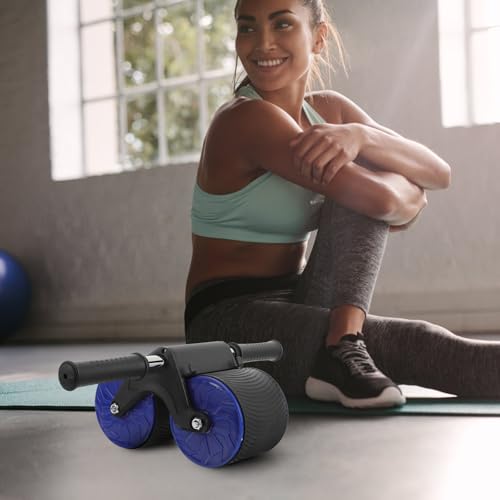 TEHAUX Abdominal Wheel Roller with Automatic Rebound, Fitness Equipment with Knee Pad for Home Use and Abdominal Training, Dual-wheel Exercise Wheel for Strength and Belly Muscle Workouts