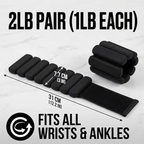 Adjustable Wrist and Ankle Weights, 2lb Pair (1lb Each) Soft Silicone Wearable Weights for Women & Men, Waterproof Arm Weights for Yoga, Pilates, Walking, Running, Barre, Home Workout (pink)
