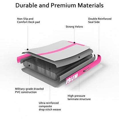 AWSUM Inflatable Gymnastics Mat, Tumble Track Air Mats with Pump - color: Pink/Pink, size: 16ft*3.3ft*8in(5*1*0.2M)