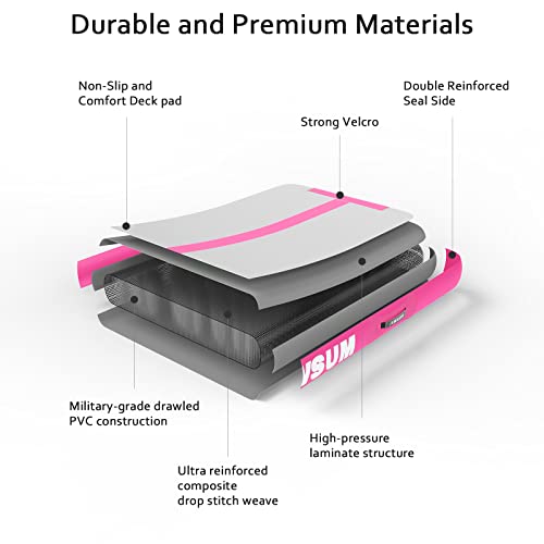 AWSUM Inflatable Gymnastics Mat, Tumble Track Air Mats with Pump - color: Pink/Pink, size: 13ft*6.6ft*8in(4*2*0.2M)