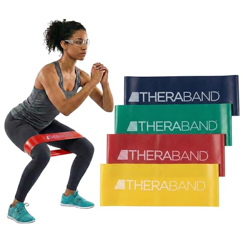 THERABAND Resistance Band Loop, Exercise, Workout, Physical Therapy - color: Yellow/Red/Green/Blue, size: 8 inch