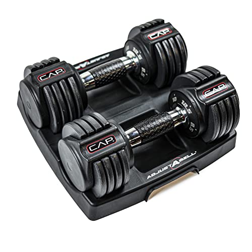 CAP ADJUSTABELL Adjustable Dumbbell Weights - Singles & Pairs | 12.5 lb, 25 lb & 55 lb | Multiple Handle Options - size: 12.5 lb - Honeycomb Chrome and Black Handle, style: Pair