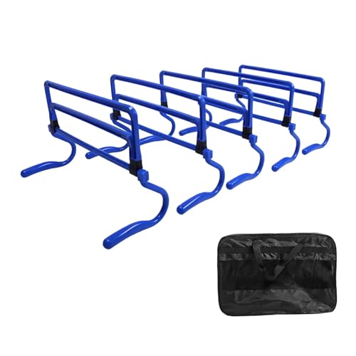 5 Pieces Agility Hurdles Field Training Speed Training Hurdles Fitness Workout Equipment Obstacle Rack Adjustable Height Foldable PVC Suitable for, Blue