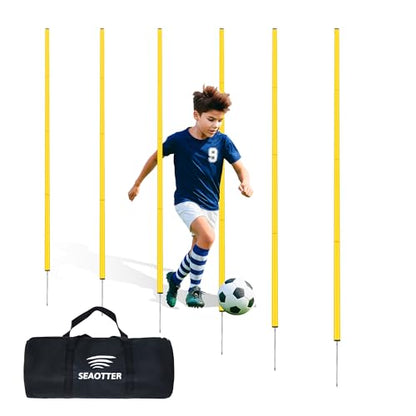 SEAOTTER Soccer Agility Training Poles, 6/10/20Pcs 6FT Adjustable Detachable Sports Speed Training Sticks, Practice Equipment Accessories for Football, Slalom & Rugby, Bending Poles for Horses - size: 6 pack