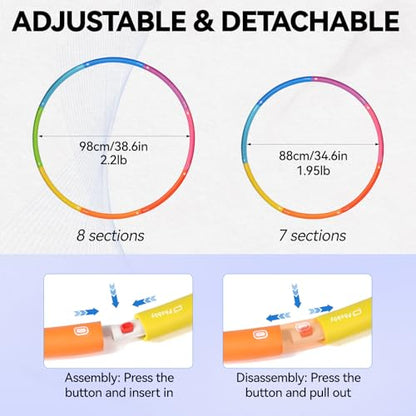 Weighted Exercise Hoop for Adults, 2.2lb&2.8lb Adjustable Fitness Hoop, 8 Detachable Hoop Sections with Jump Rope & Storage Bag, Home Gym Workout - style: Basic 2.2lb