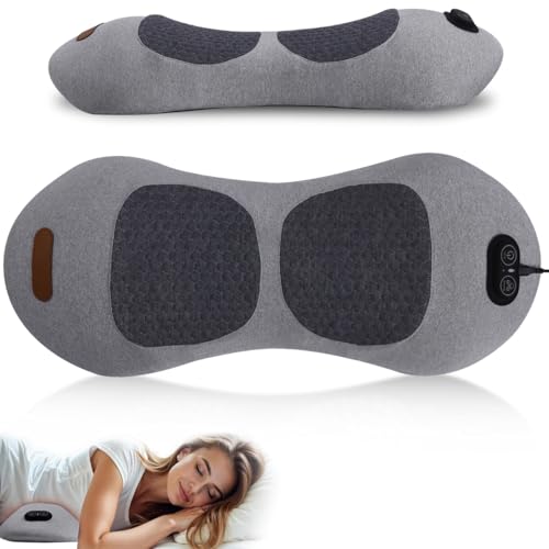 3 in 1 Back Massager, Electric Lumbar Support Pillow Heat Vibration Massage Lower Back Spine Decompression Device, Light Gray