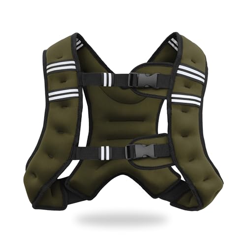 VIVITORY Weighted Vest for Men & Women, 11lbs/18lbs Rucking Vest - color: Green, size: L