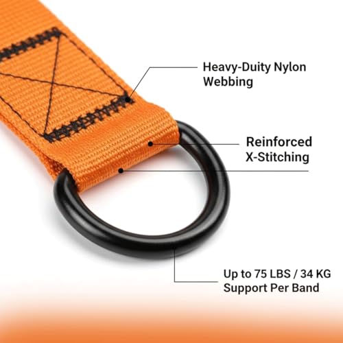 Pull Up Assistance Bands – Heavy Duty Adjustable Pull Up Assist Bands with Foot & Knee Support for Pull Up Bar, Pull Up Resistance Bands for Home Gym, Strength Training Equipment, Orange