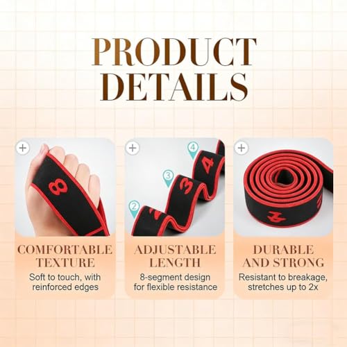 Fitness Resistance Band for Stretching and Yoga, Numbered Resistance Bands, 8 Loops Elastic Strap for Full Body Stretching Shaping, Progressive Flexibility Tool, Home Gym Gear - color: Purple