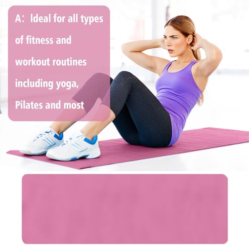 5mm Thick Anti-Tear High Density Non Slip Exercise Mat with Carrying Strap - Hot Yoga Mat for Fitness, Home, Gym, Workouts, Stretching, Pilates - color: Pink