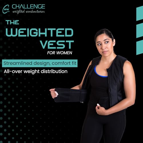 Challenge Weighted Workoutwear Weighted Vest for Women - 4 lb Body Weight Vest with Flexible Thin Weights - Removable Weights for Walking, Running, Cardio, Strength Training, Weight Loss