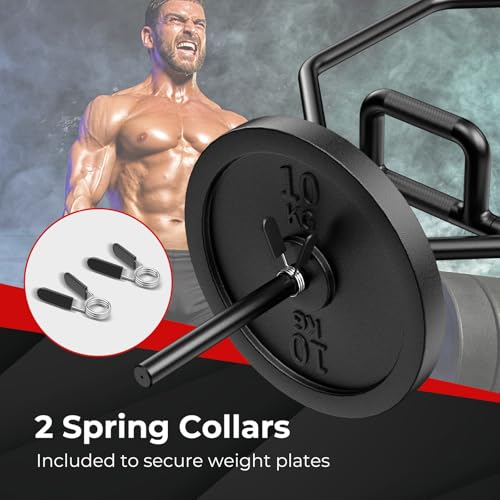 GYMAX Olympic Folding Trap Bar - 56" Chrome Hex Weight Lifting Bar for Squats, Deadlifts, Shrugs & Power Pulls - 800Lbs Capacity - color: Black, 1" Sleeve