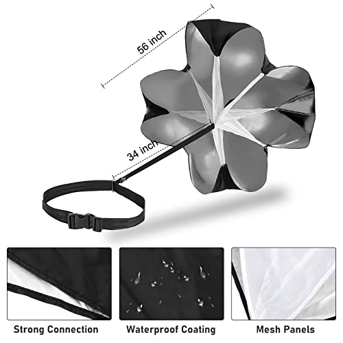 Running Speed Parachute, 2 Pack Speed Resistance Parachute with Adjustable Strap Training Parachute Speed Chute for Speed and Acceleration Training 56 inch