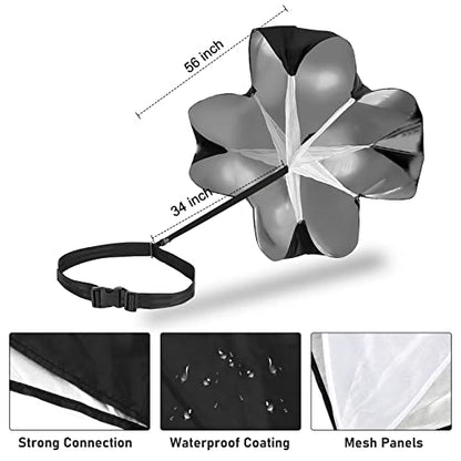 Running Speed Parachute, 2 Pack Speed Resistance Parachute with Adjustable Strap Training Parachute Speed Chute for Speed and Acceleration Training 56 inch