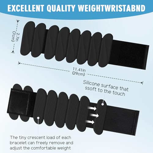 Wrist Weights, 2Pack Wearable Wrist Ankle Weights for Women and Men, Adjustable Silicone Arm and Leg Wrist Bracelets for Walking, Yoga, Pilates and Gym, 2lb - color: Black