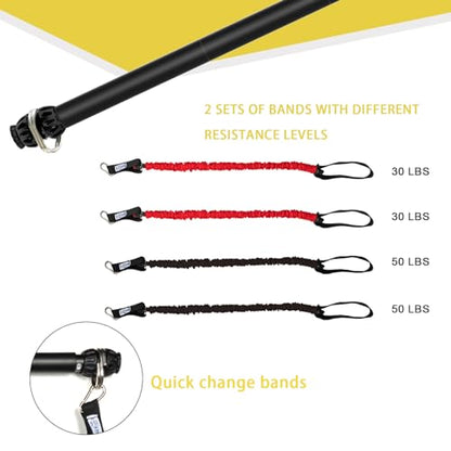 Resistance Band Bar, Portable 43 Inch Pilates Bar with Resistance Bands Home Gym Workouts Stick Squat Yoga Pilates Flexbands Kit for Full Body Shaping
