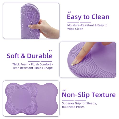 Yoga Knee Pads Set of 2 – Extra Soft Non-Slip Yoga Knee Pad Cushion for Knees Elbows Wrists – Pilates & Workout Knee Pads for Floor Exercises, Kneeling, Stretching, Fitness, Purple