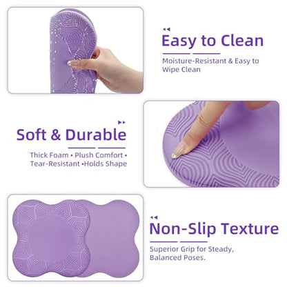 Yoga Knee Pads Set of 2 – Extra Soft Non-Slip Yoga Knee Pad Cushion for Knees Elbows Wrists – Pilates & Workout Knee Pads for Floor Exercises, Kneeling, Stretching, Fitness, Purple