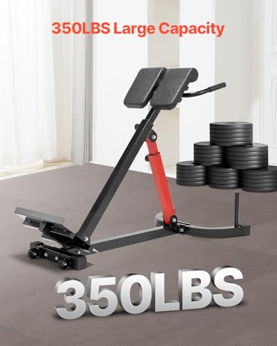 VEVOR Roman Chair Hyperextension Bench, 350 lbs Adjustable Extension Machine, Multi-Function Exercise Equipment for Glute, Hamstring, Lower Back, and Ab Workout, Fitness Weight Bench for Home Gym