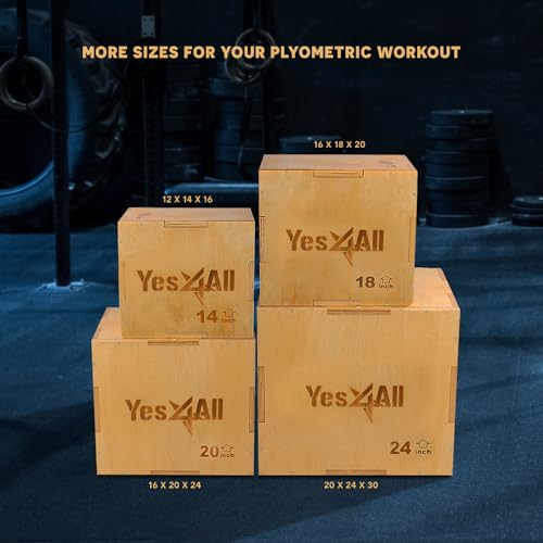 Yes4All Plyo Box, 3-in-1 Wooden Box Jump for Home Gym, Lunges, Squats, Dips - color: A. Wood Basic, style: 30" x 24" x 20"