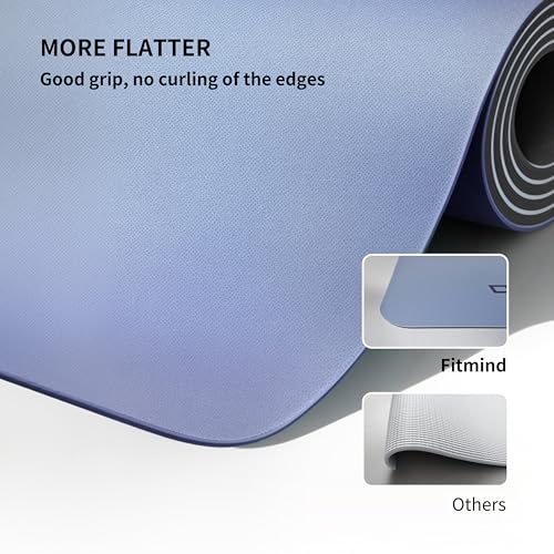 Professional PU Rubber Yoga Mat, Double-Sided Non Slip Sweat Resistant Exercise Mat for Men Women, Comfortable Extra Long & Wide for Yoga, Pilates, Fitness, Home Gym, 72"×26.8"×0.18"(4.5mm)Thick - color: blue