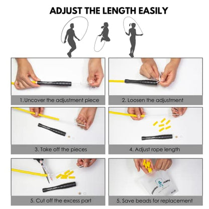 Segmented Jump Rope for Fitness and Exercise - Adjustable Jump Ropes with Plastic Handles - Tangle-Free Skipping Rope for Crossfit, Gym, Cardio and Endurance Training - Jumping Rope for Workout
