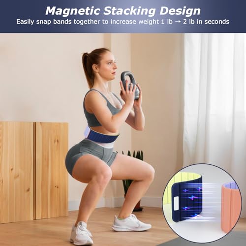 Magnetic Wrist Ankle Weights – Adjustable Ankle and Wrist Weights for Women & Men – 2 Pack (1LB Each) Stackable Magnetic Silicone Arm Bands Non-Slip, Waterproof, Easy Wear – Ideal for Pilates, Yoga, Running & Walking - color: Blue-Yellow