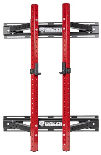 Hulkfit 3x3 Wall-Mount Foldable Power Cage with Pull-Up Bar & J-Hooks - Space-Saving Home Gym Rack - Black
