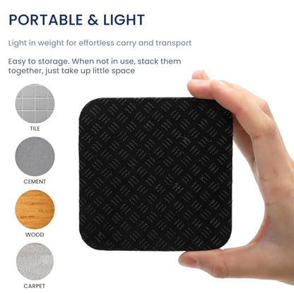 12 Pieces Treadmill Mat Pads, 4'' x 4'' x 0.2'' Non Slip Exercise Equipment Mats with Double-sided Silicone Coating, Anti-vibration Bike Mat for Hard Wood Carpet Floors, Walking Pad