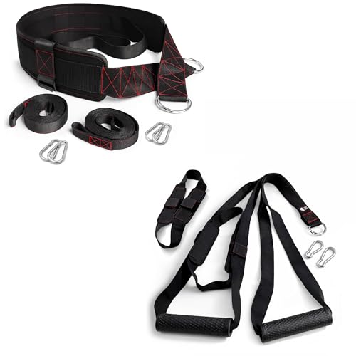 THEFITGUY Total Body Sled & Cable Power Bundle – Sled Pulling Belt + Power Push Handles for Resistance Training, Speed Work & Chest Press