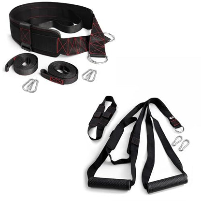 THEFITGUY Total Body Sled & Cable Power Bundle – Sled Pulling Belt + Power Push Handles for Resistance Training, Speed Work & Chest Press